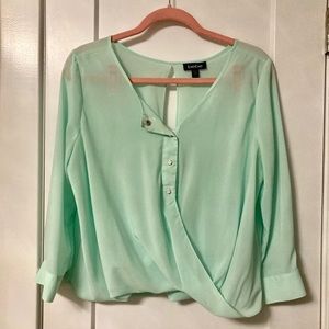 Bebe cross over long sleeved blouse
